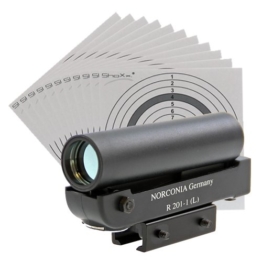 Red Dot Zielgerät R 201-1 (L) Norconia / Leuchtpunktvisier mit Montage + 25 original ShoXx.® Zielscheiben 14×14 cm mit 250 g/m² und spezieller Struktur - 1