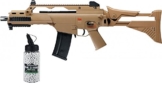 SET: Softair Heckler & Koch G36 C IDZ FDE AEG max. 0,5 Joule 6mm + G8DS® Softair Munition BIO BBs Premium Selection 2000 Stück 0,20 g 6mm - 1